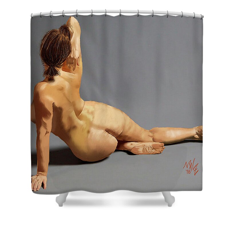 Nude Shower Curtain featuring the digital art Nude by Mal-Z