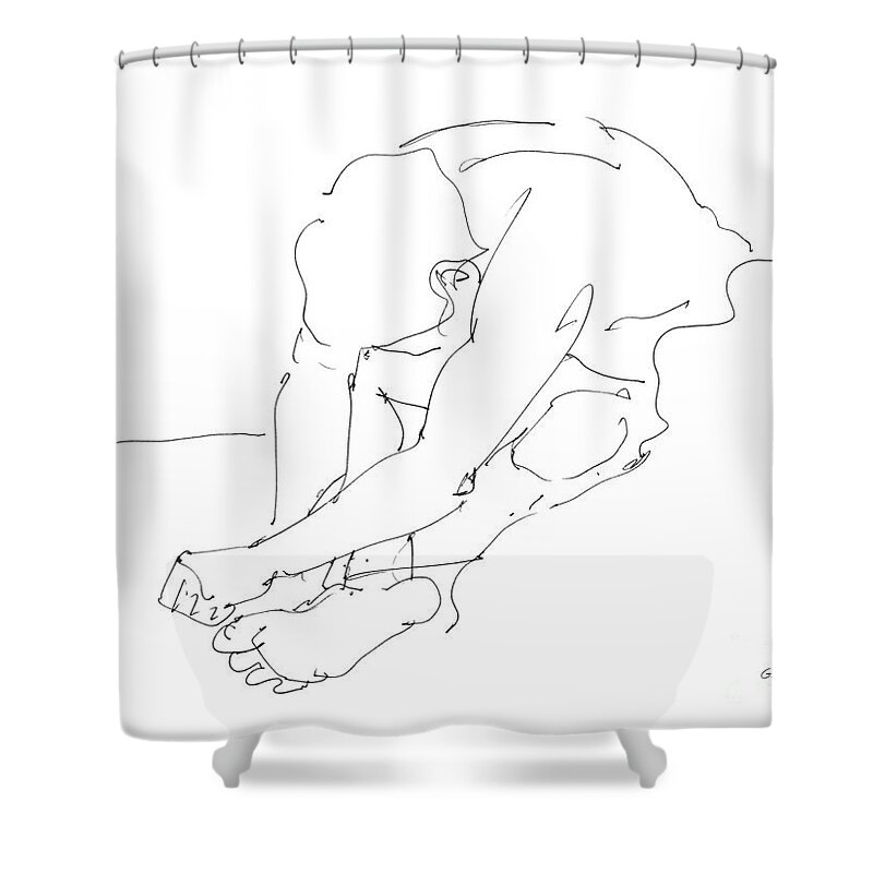 Male Shower Curtain featuring the drawing Nude Male Drawings 8 by Gordon Punt