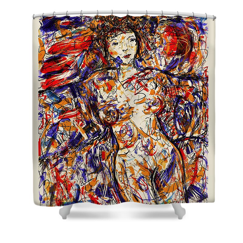 Woman Shower Curtain featuring the painting Nude Woman by Natalie Holland