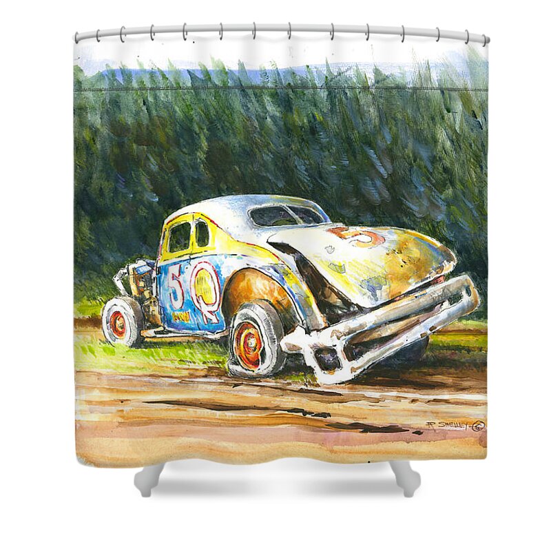Jalopy Shower Curtain featuring the painting Number Five Q by Ronald Shelley