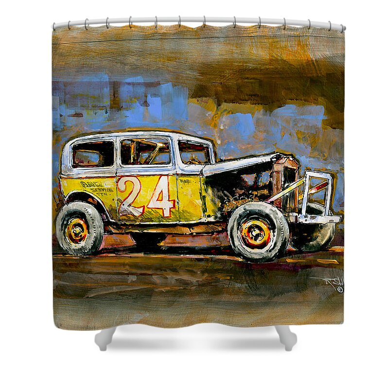 Jalopy Shower Curtain featuring the painting Number 24 by Ronald Shelley