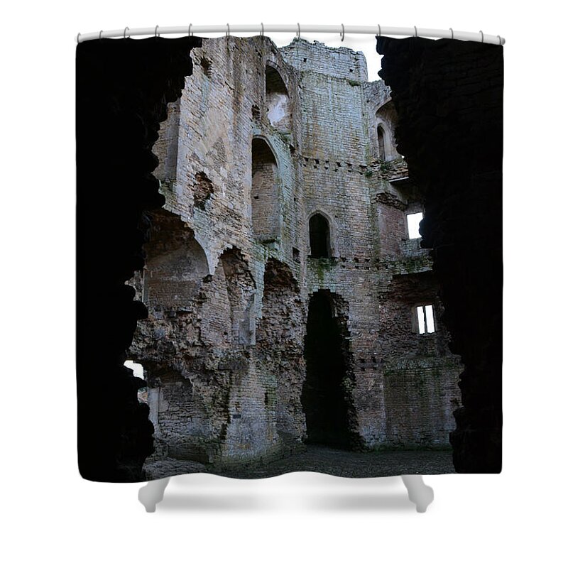 Nunney Castle Shower Curtain featuring the photograph Nunney Castle by Richard Andrews