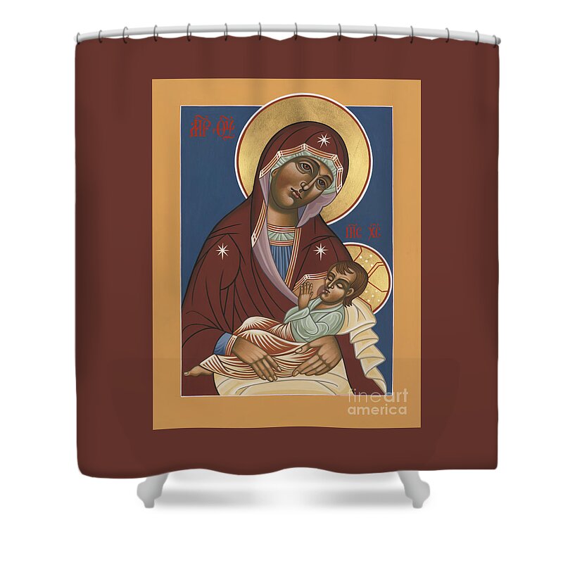 Nursing Icon Of The Mother Of God Shower Curtain featuring the painting Nursing Icon of the Mother of God 174 by William Hart McNichols
