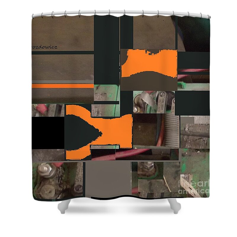 Mechanical Orange Tools Shower Curtain featuring the mixed media Nuts And Bolts by Andrew Drozdowicz