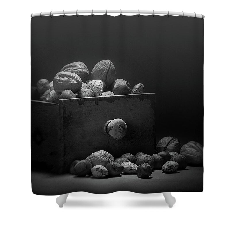 Nut Shower Curtain featuring the photograph Nuts in Black and White by Tom Mc Nemar