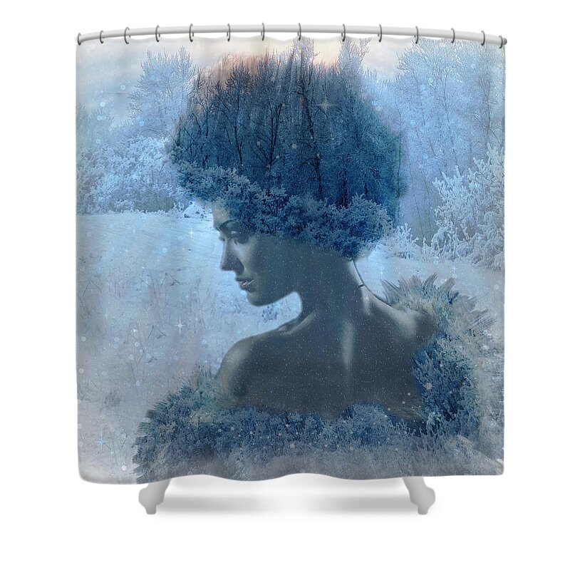 Woman Shower Curtain featuring the digital art Nymph of January by Lilia D