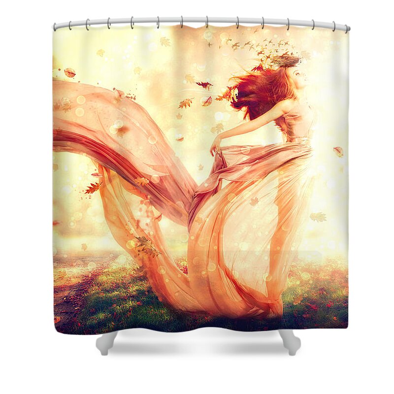 Nymph Of October Shower Curtain featuring the digital art Nymph of October by Lilia D