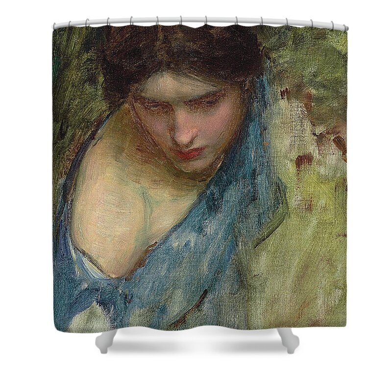 Waterhouse Shower Curtain featuring the painting Nymphs Finding the Head of Orpheus by John William Waterhouse