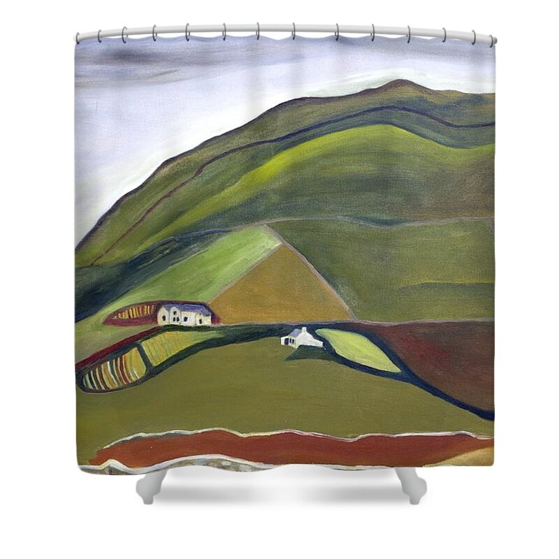  Shower Curtain featuring the painting O Mountains That You Skip by Kathleen Barnes