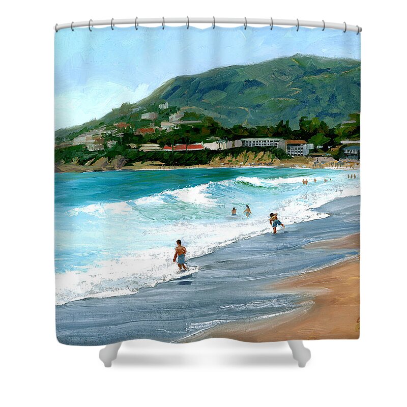 Seascape Shower Curtain featuring the painting Oak Street Beach by Alice Leggett