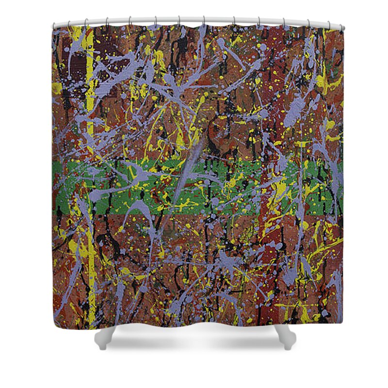 Abstract Shower Curtain featuring the painting Obama Bin Ladin by Julius Hannah