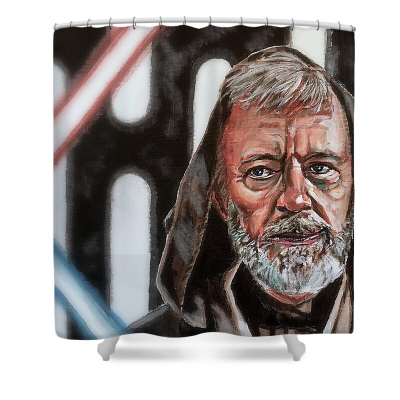 Star Wars Shower Curtain featuring the painting Obi-Wan Kenobi's Last Stand by Joel Tesch