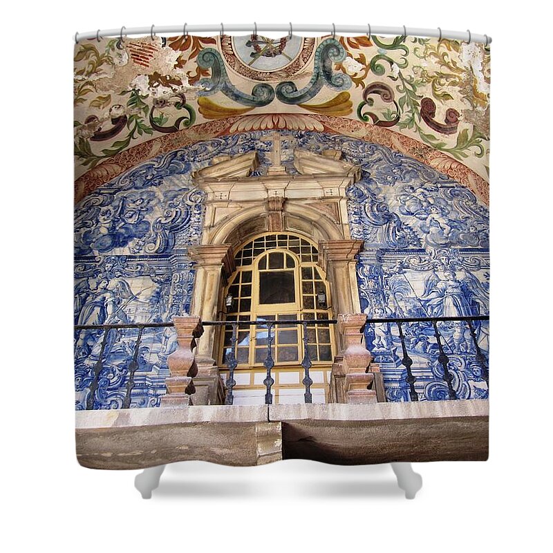 Obidos Shower Curtain featuring the photograph Obidos Ancient Art Portugal by John Shiron
