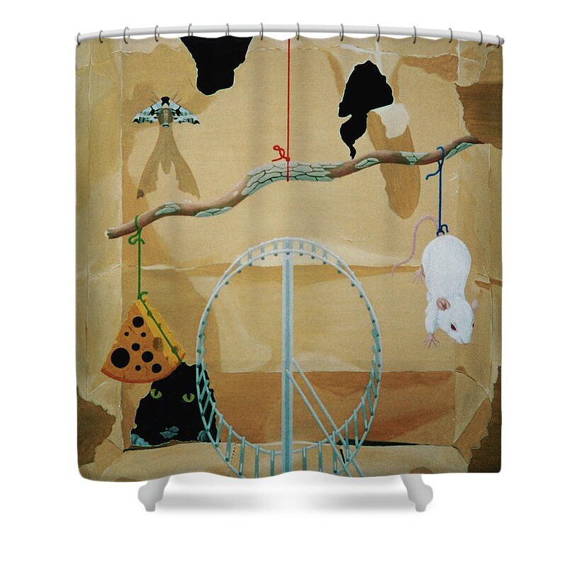  Shower Curtain featuring the painting Objects of Opposite Fit by Paxton Mobley