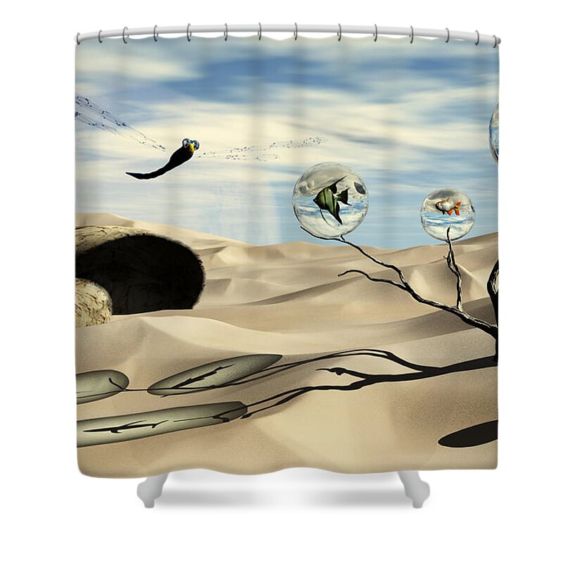 Surrealism Shower Curtain featuring the digital art Observations by Richard Rizzo