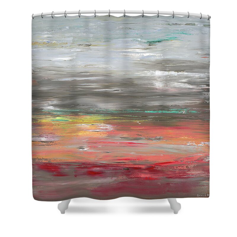 Abstract Shower Curtain featuring the painting Occationally Unafraid by Ovidiu Ervin Gruia