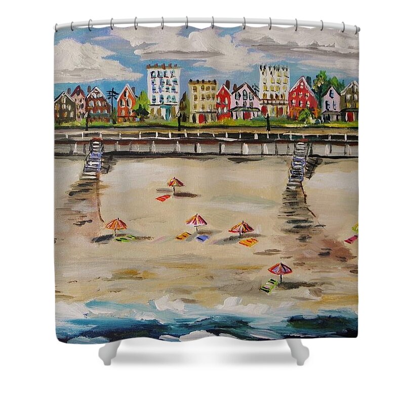Ocean Shower Curtain featuring the painting Ocean Ave by John Williams by John Williams