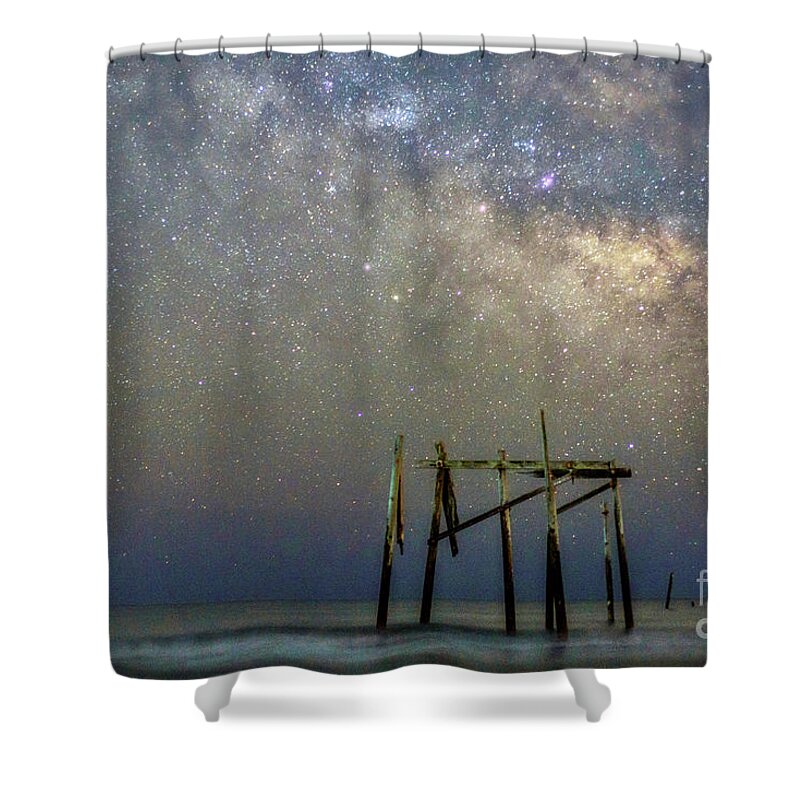 Topsail Island Shower Curtain featuring the photograph Ocean City Pier Stars by DJA Images