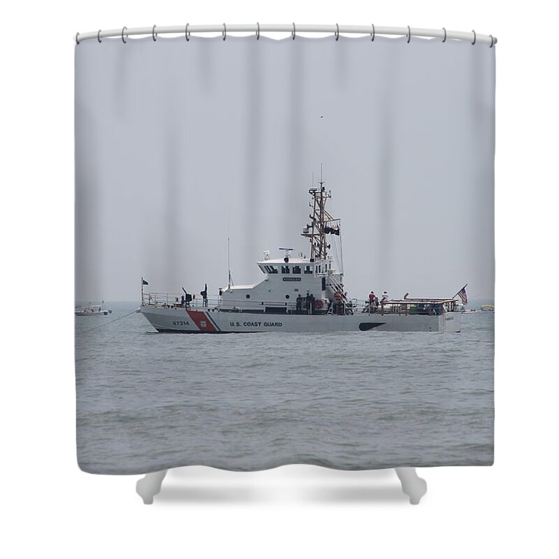 Ocean City Md Shower Curtain featuring the photograph Ocean City's US Coast Guard on Patrol by Robert Banach