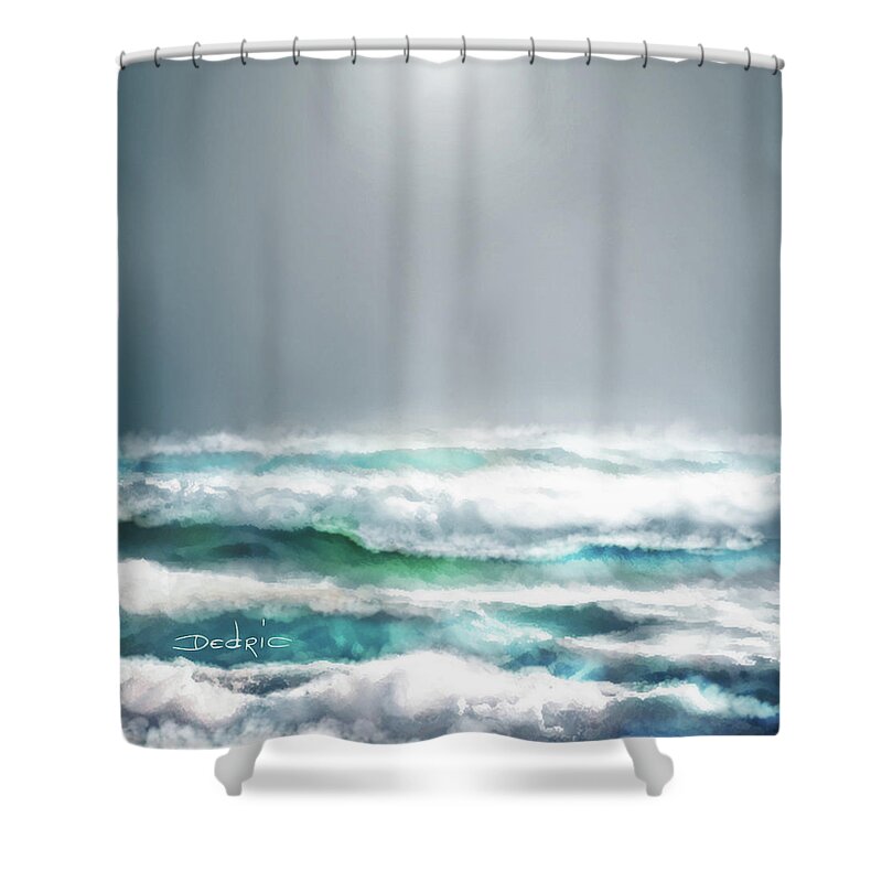 Ocean Digital Art Painting Procreate Ipad Pro Dedric Shower Curtain featuring the digital art Ocean by Dedric Artlove W