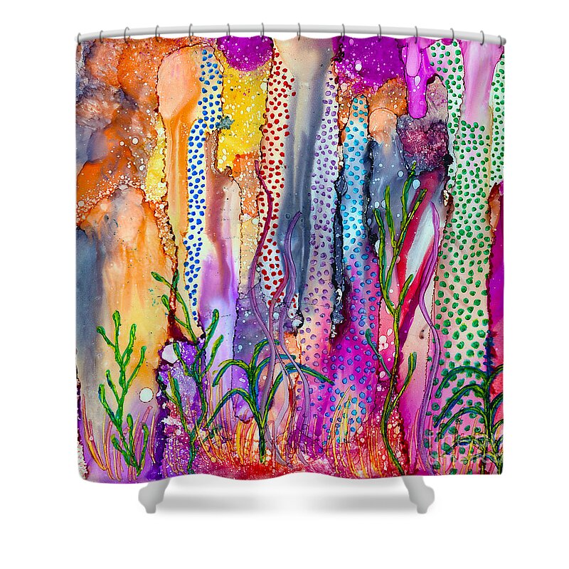 Reef Shower Curtain featuring the painting Ocean Floor by Alene Sirott-Cope