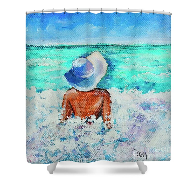 Ocean Shower Curtain featuring the painting Ocean Frolicking by Patricia Piffath