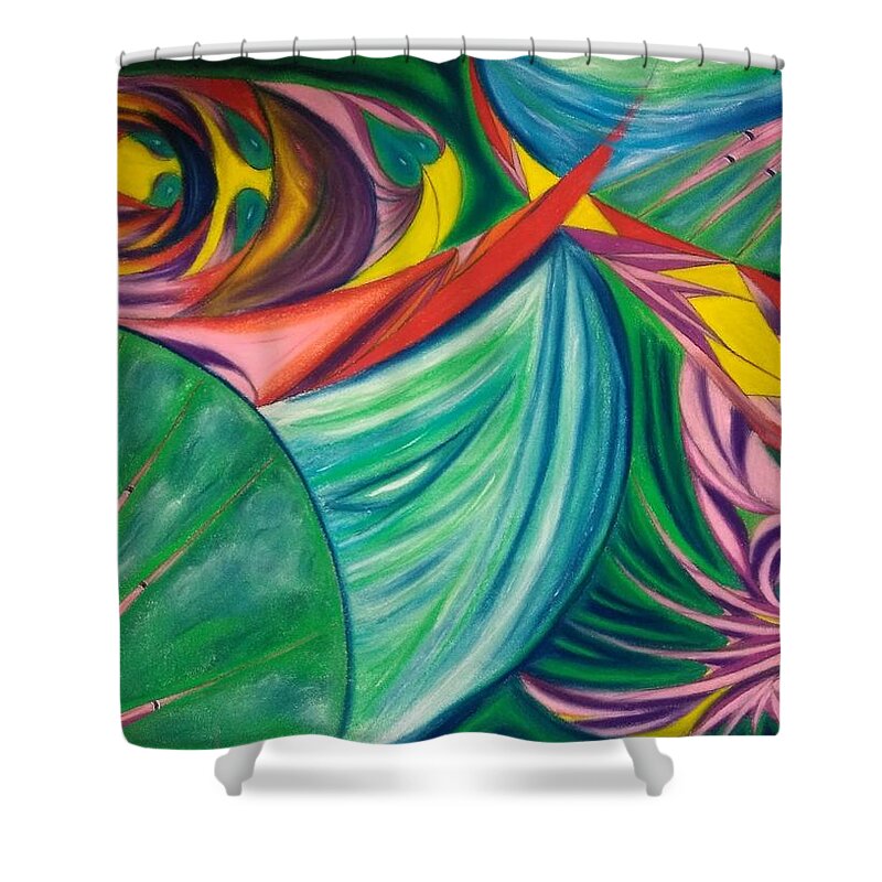 Pastel Shower Curtain featuring the pastel Ocean Graffiti by Robert Nickologianis