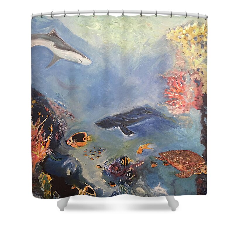  Art Shower Curtain featuring the painting Ocean by Jack Diamond