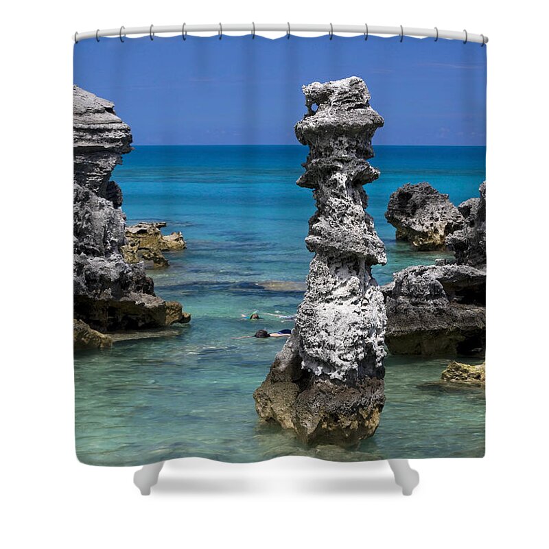 Tobacco Bay Shower Curtain featuring the photograph Ocean Rock Formations by Sally Weigand