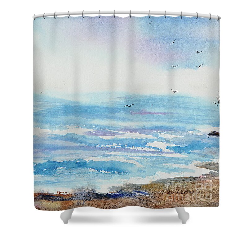 Ocean Shores Shower Curtain featuring the painting Ocean Shores by Lisa Debaets