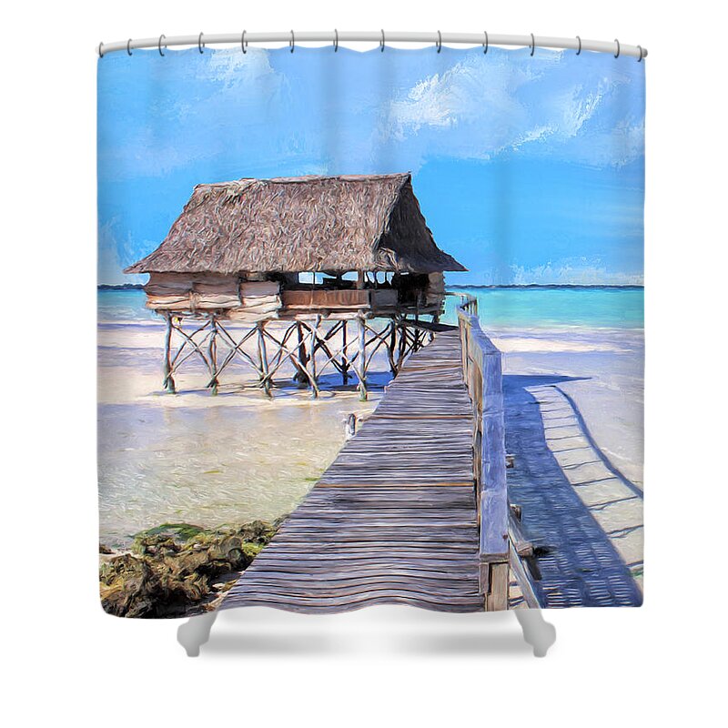 Beach House Shower Curtain featuring the painting Ocean View Estate by Dominic Piperata