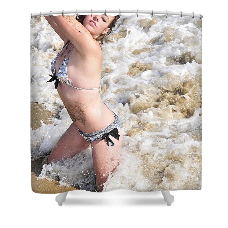 Girl Shower Curtain featuring the photograph Ocean Waves by Robert WK Clark