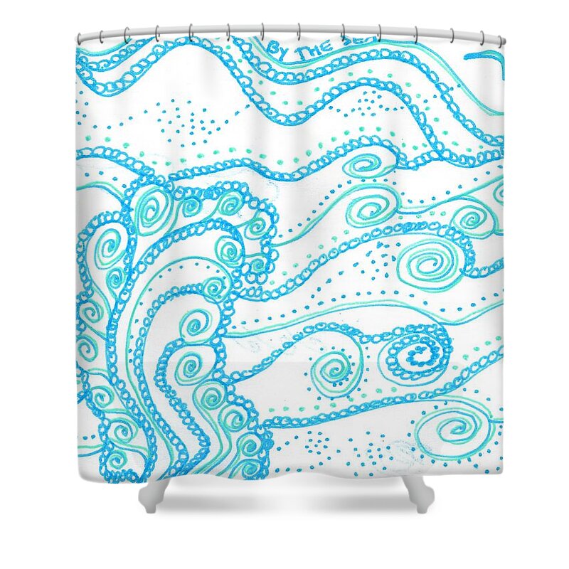 Caregiver Shower Curtain featuring the drawing Ocean Waves by Carole Brecht