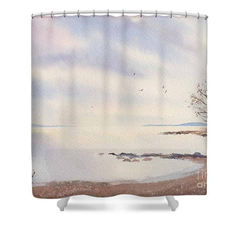 Ocean Shower Curtain featuring the painting Ocean by Watercolor Meditations