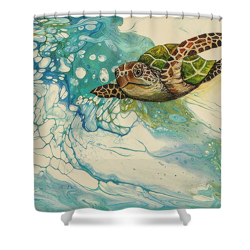 Honu Shower Curtain featuring the painting Ocean's Call by Darice Machel McGuire