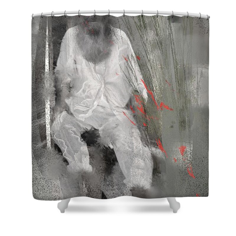 Victor Shelley Shower Curtain featuring the painting Ocotillo by Victor Shelley
