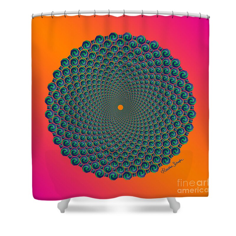Artsytoo Shower Curtain featuring the digital art Octagonal Peacock Feathers by Heather Schaefer
