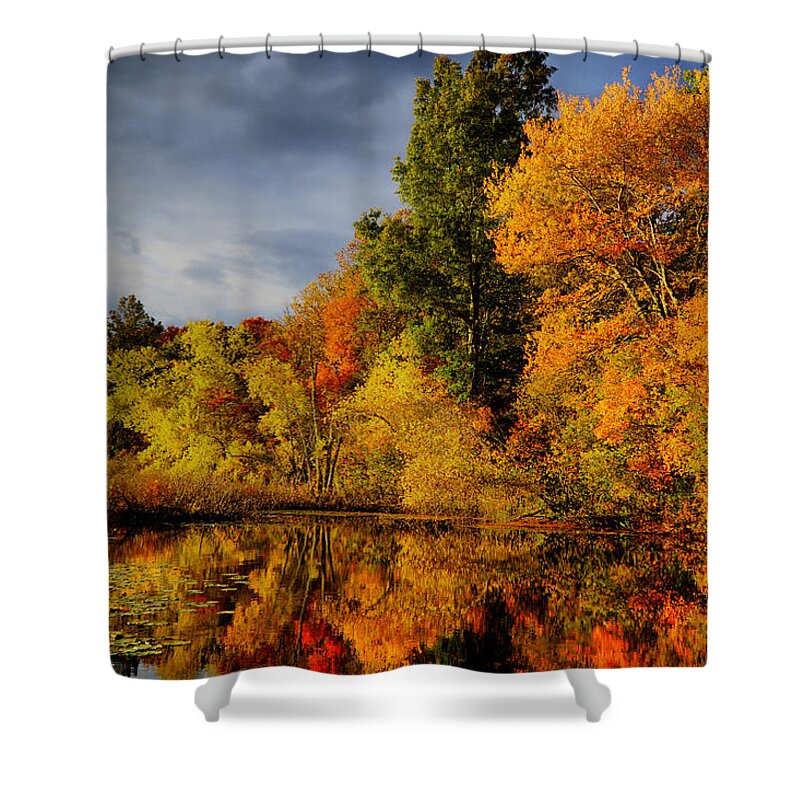 October Shower Curtain featuring the photograph October Foliage by Lilia D