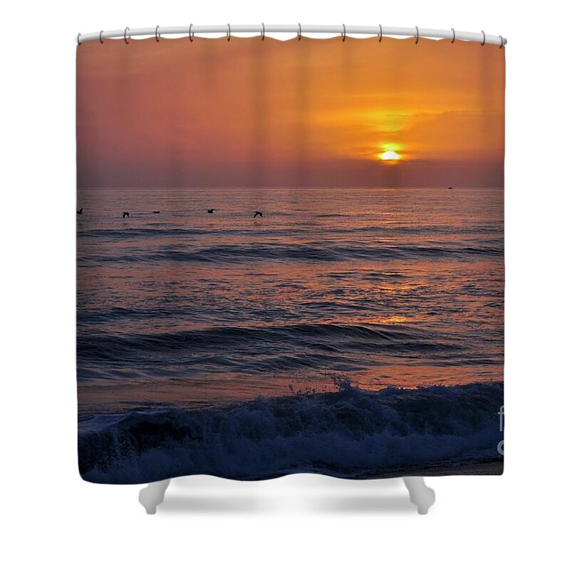 Sunshine Shower Curtain featuring the photograph October Set by Bridgette Gomes
