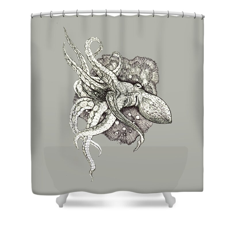 Octopus Shower Curtain featuring the drawing Octopus by Adria Trail