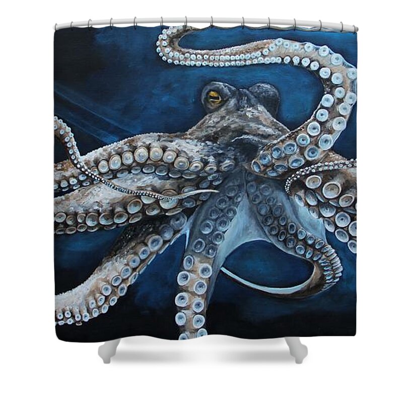 Octopus Shower Curtain featuring the painting Octopus by Alyssa Davis