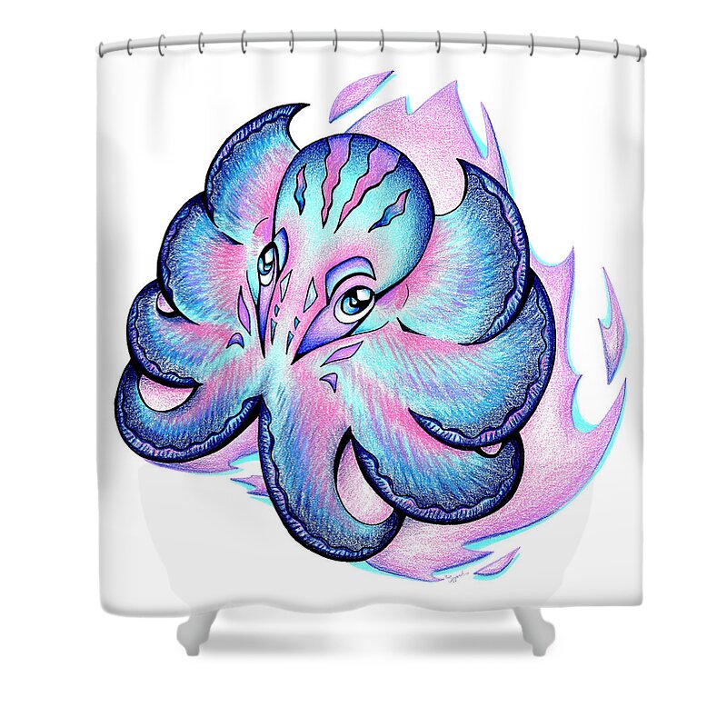 Octopus Shower Curtain featuring the drawing Octopus I by Sipporah Art and Illustration
