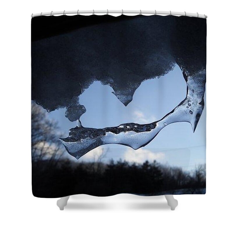 Icicle Shower Curtain featuring the photograph Odd Icicle by Chuck Brown
