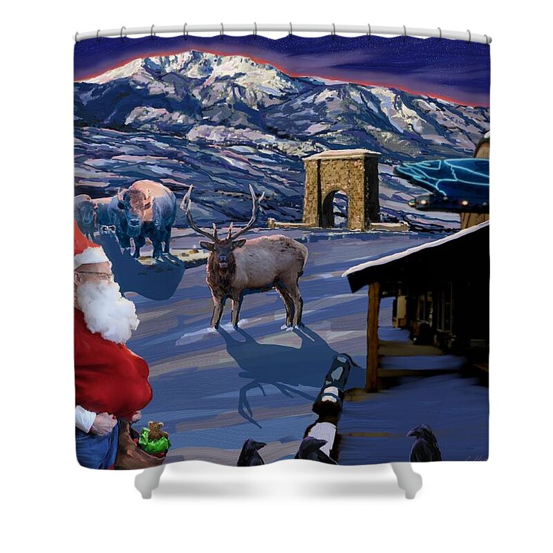 Yellowstone Park Shower Curtain featuring the digital art Ode to Smokey by Les Herman