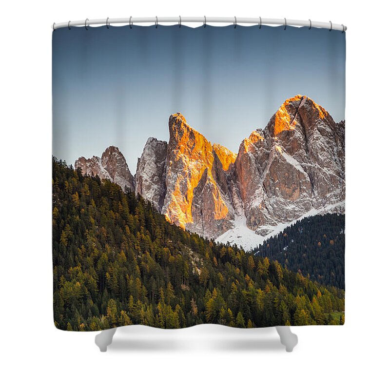 Alp Shower Curtain featuring the photograph Odle peaks by Stefano Termanini