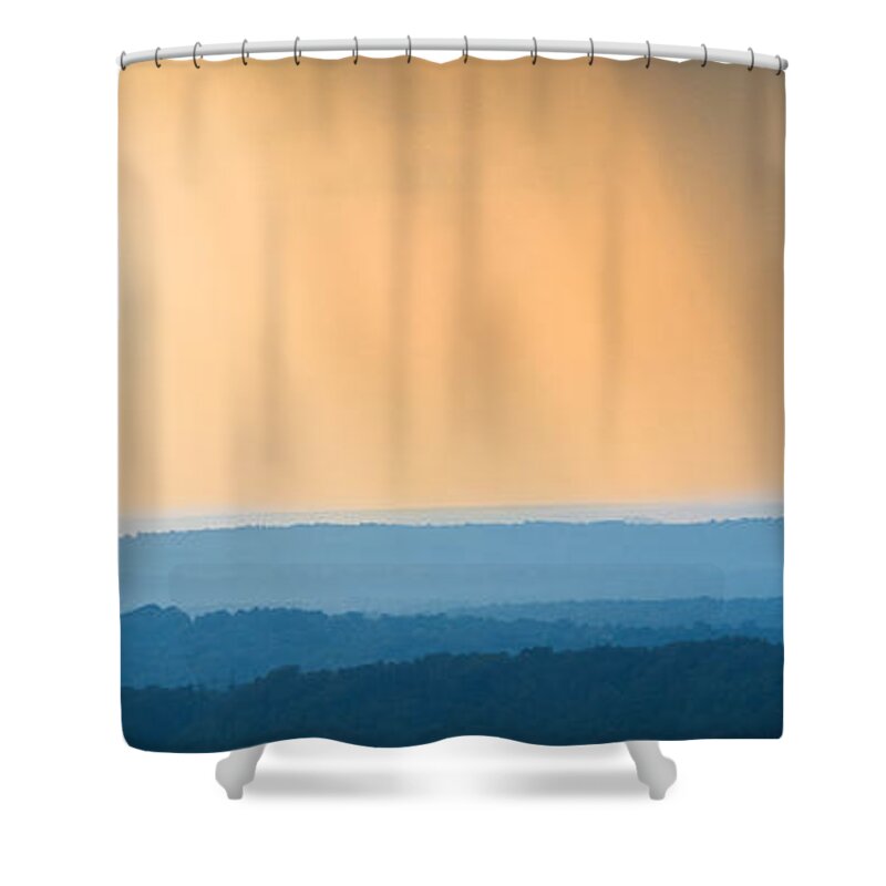 Sunlight Shower Curtain featuring the photograph Of Blue and Gold by Parker Cunningham