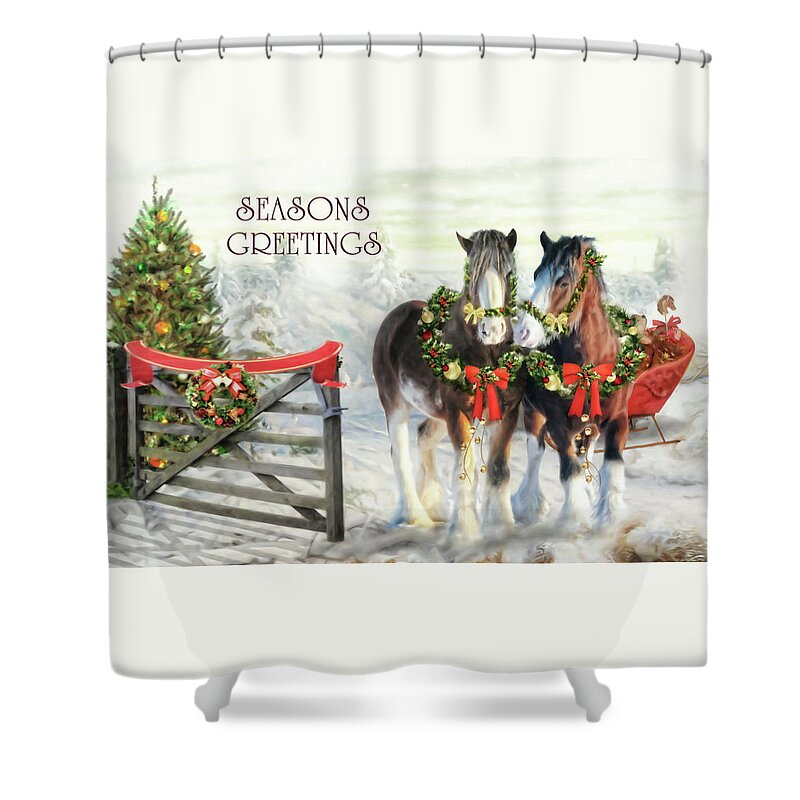 Christmas Shower Curtain featuring the digital art Of Christmas Past by Trudi Simmonds