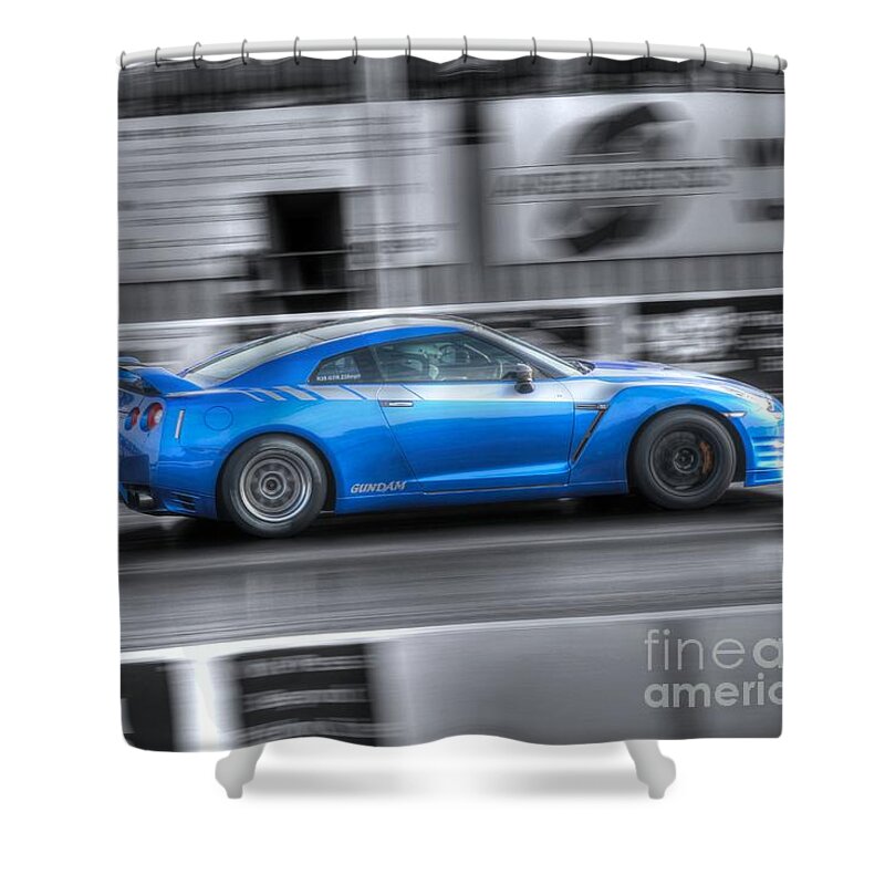 Santa Pod Shower Curtain featuring the photograph Off The Line by Vicki Spindler