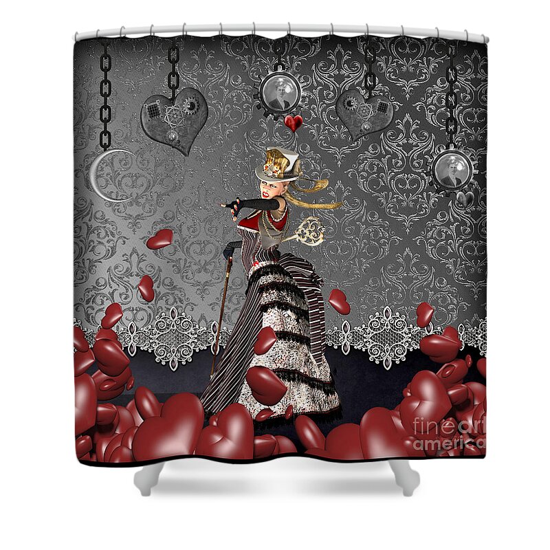  Shower Curtain featuring the mixed media Off With Their Heads by Barbara Milton