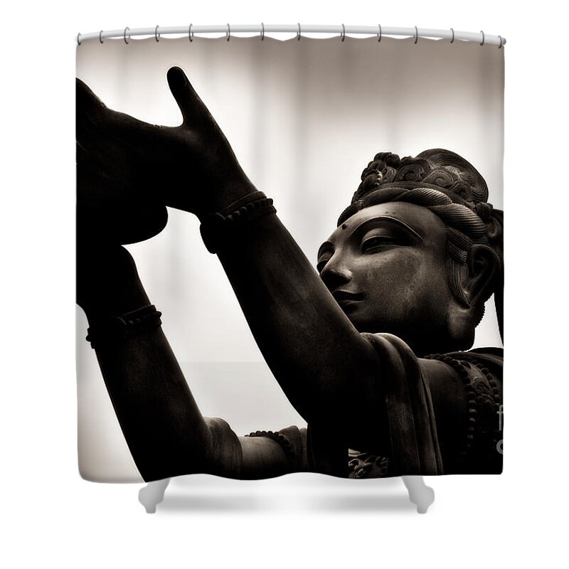 Asia Shower Curtain featuring the photograph Offering 1 by Venetta Archer